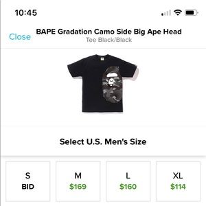 Bape big head ape gradation tee